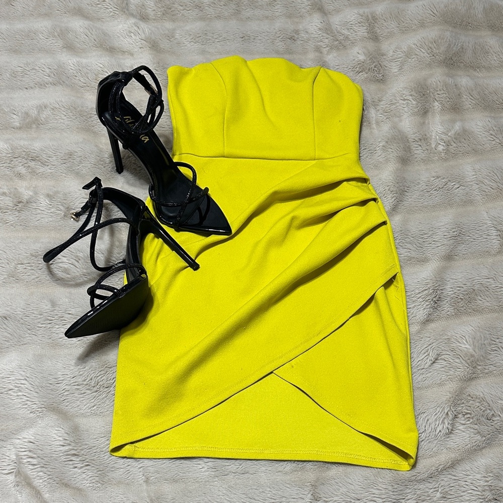 Yellow Strapless Mini Dress